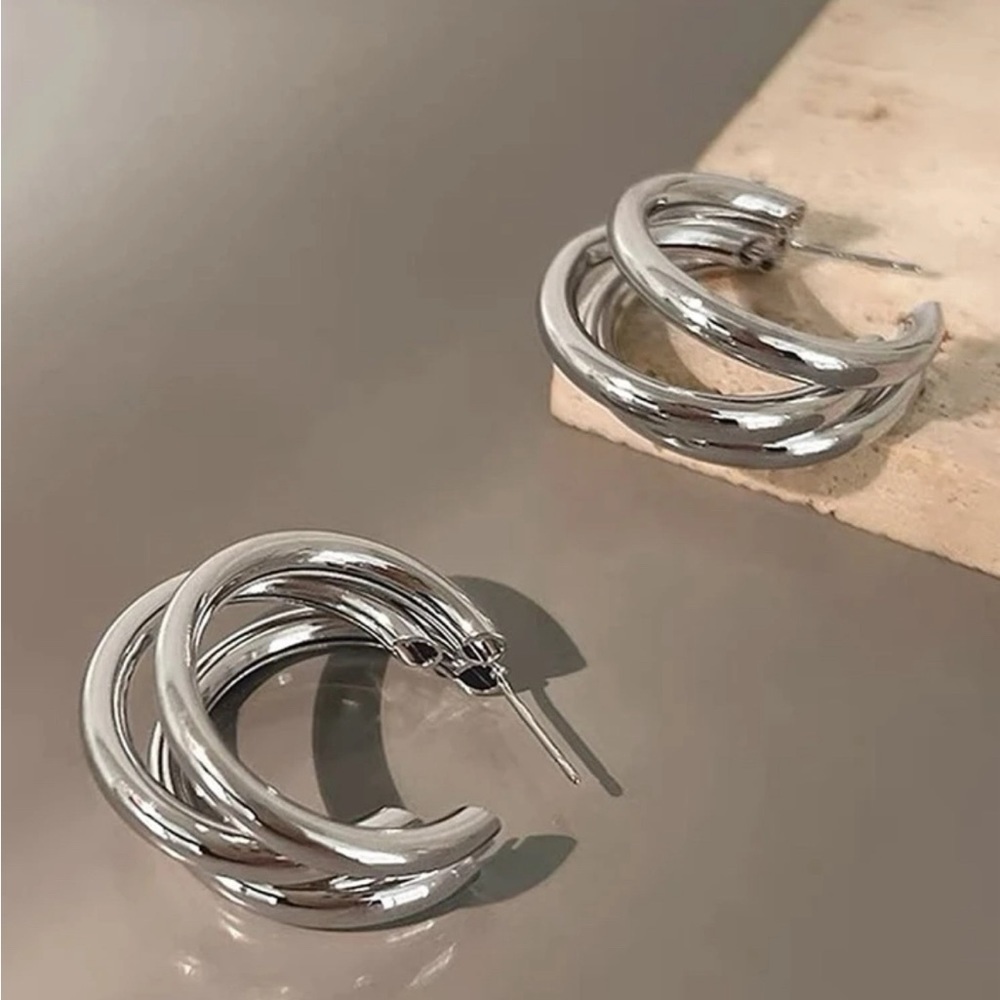Chunky Gold Hoop Earrings | Bold Statement Hoops (Gold or Silver) - Picture 5 of 15